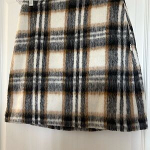 LOFT Checkered Mini Skirt in Black, Brown, and Cream